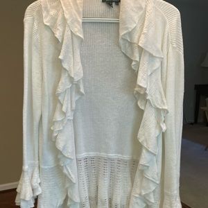 Ralph Lauren Ruffled White Cardigan